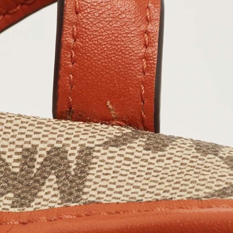 Pre Owned MICHAEL Michael Kors Orange/Beige Signature Emery Tote