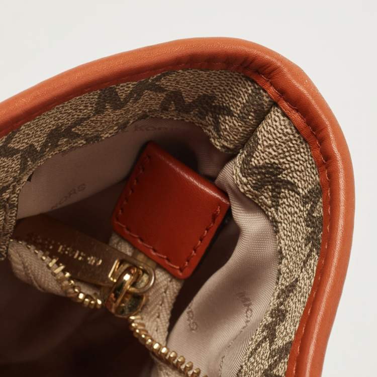 Pre Owned MICHAEL Michael Kors Orange/Beige Signature Emery Tote