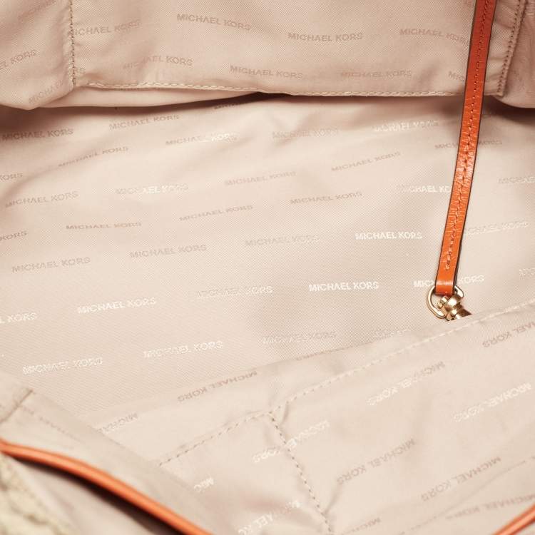 Pre Owned MICHAEL Michael Kors Orange/Beige Signature Emery Tote