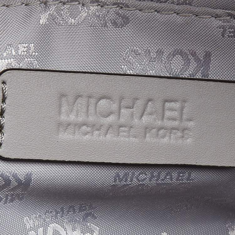 Pre Owned MICHAEL Michael Kors Grey Signature Coated Canvas and Leather Grayson Boston Bag
