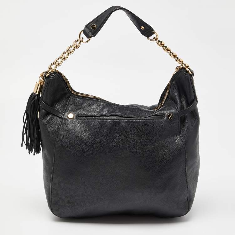 Pre Owned MICHAEL Michael Kors Black Leather Chain Hobo