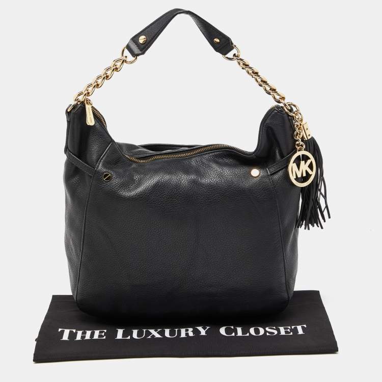 Pre Owned MICHAEL Michael Kors Black Leather Chain Hobo