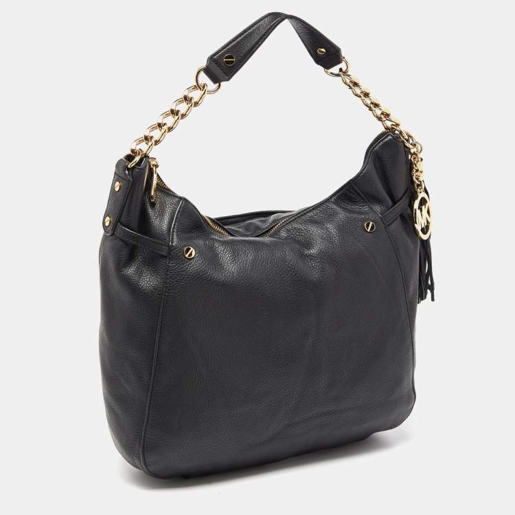 Pre Owned MICHAEL Michael Kors Black Leather Chain Hobo