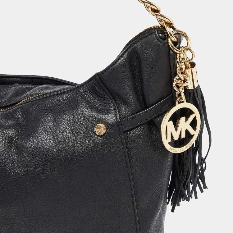 Pre Owned MICHAEL Michael Kors Black Leather Chain Hobo