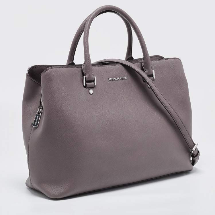 Pre Owned MICHAEL Michael Kors Grey Leather Savannah Tote