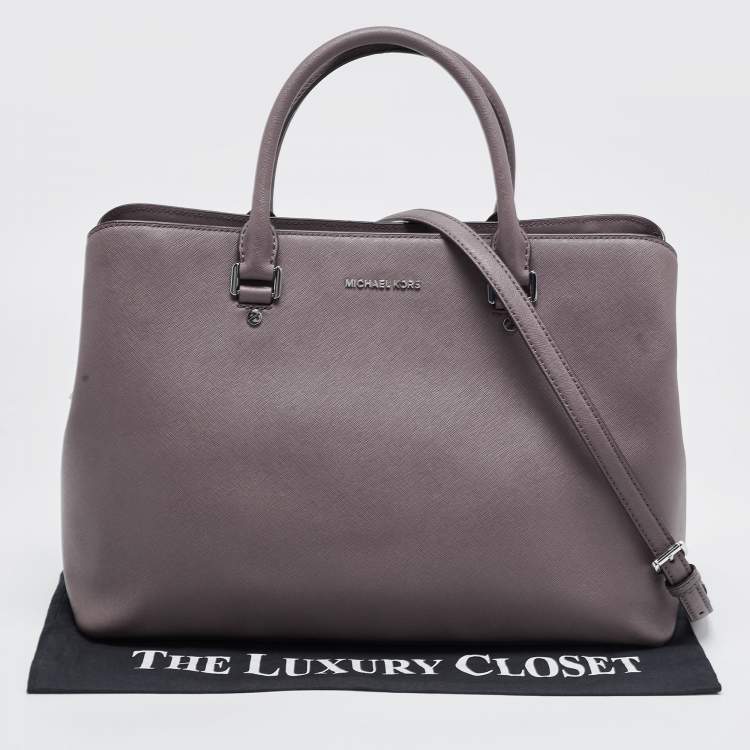 Pre Owned MICHAEL Michael Kors Grey Leather Savannah Tote