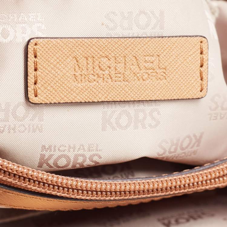 مملوكة مسبقًا MICHAEL Michael Kors White/Brown Signature Coated Canvas and Leather Tote
