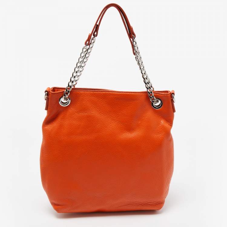 Pre Owned  MICHAEL Michael Kors Orange Leather Jet Set Chain Shoulder Bag