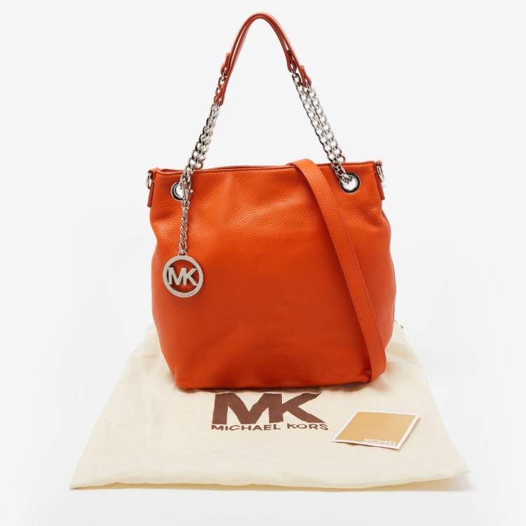Pre Owned  MICHAEL Michael Kors Orange Leather Jet Set Chain Shoulder Bag