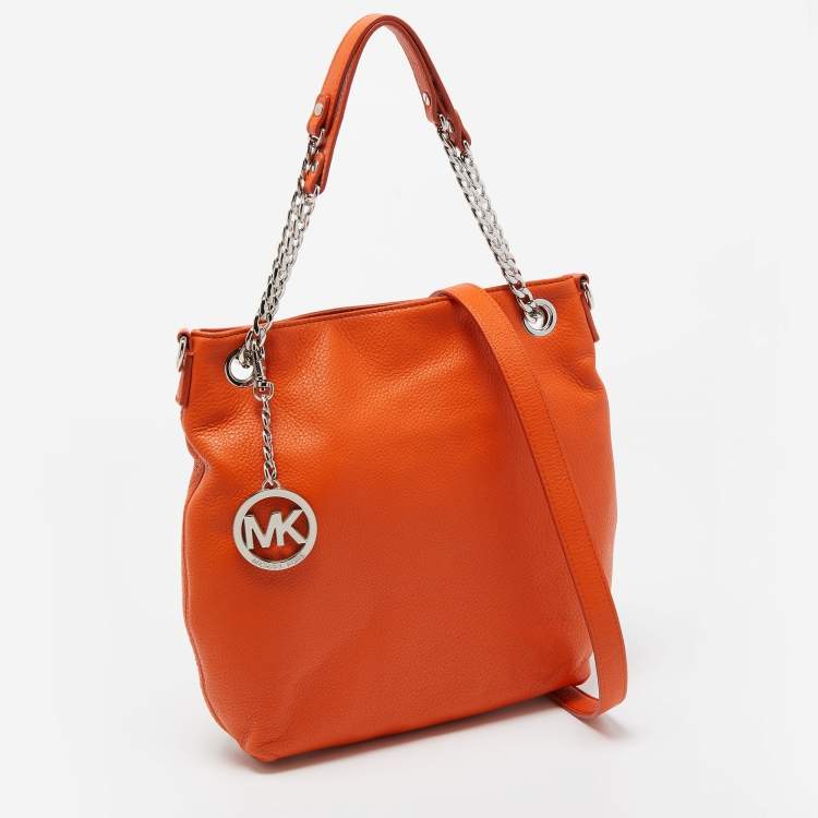 Pre Owned  MICHAEL Michael Kors Orange Leather Jet Set Chain Shoulder Bag