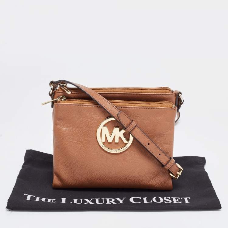Pre Owned MICHAEL Michael Kors Brown Leather Crossbody Bag