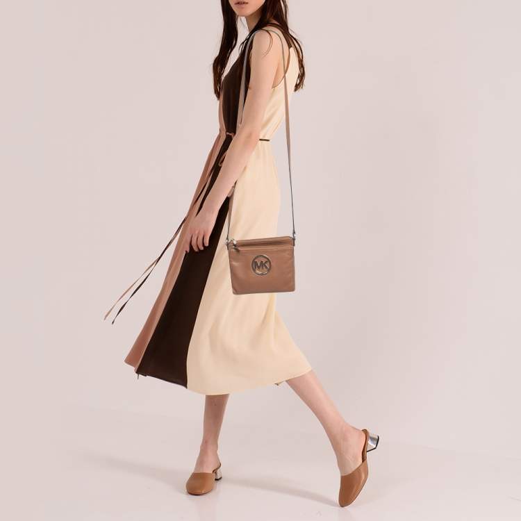 Pre Owned MICHAEL Michael Kors Brown Leather Crossbody Bag