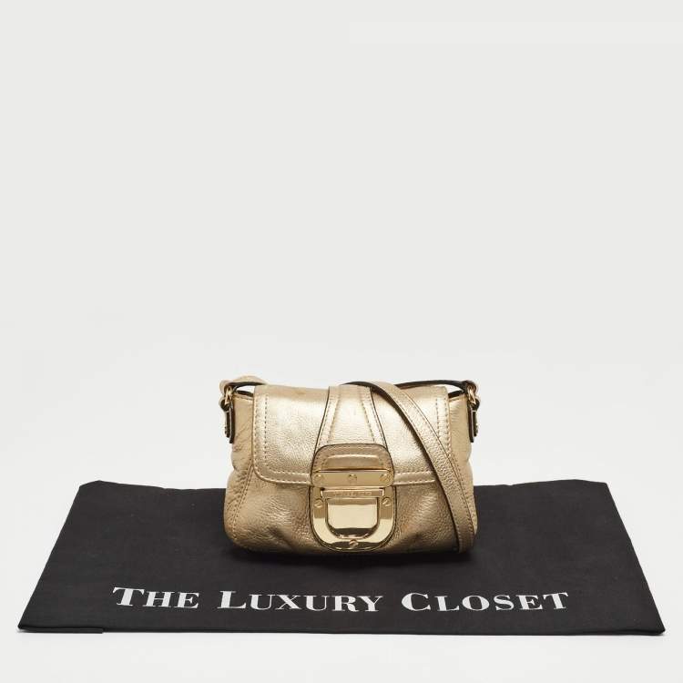 Pre Owned MICHAEL Michael Kors Gold Leather Bridgette Crossbody Bag