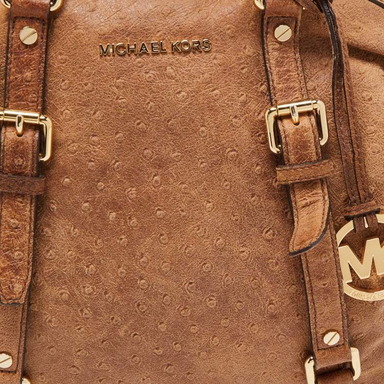 Pre Owned MICHAEL Michael Kors Brown Ostrich Embossed Leather Tote