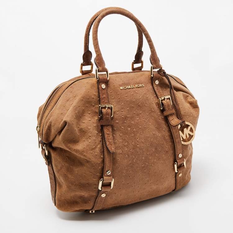 Pre Owned MICHAEL Michael Kors Brown Ostrich Embossed Leather Tote