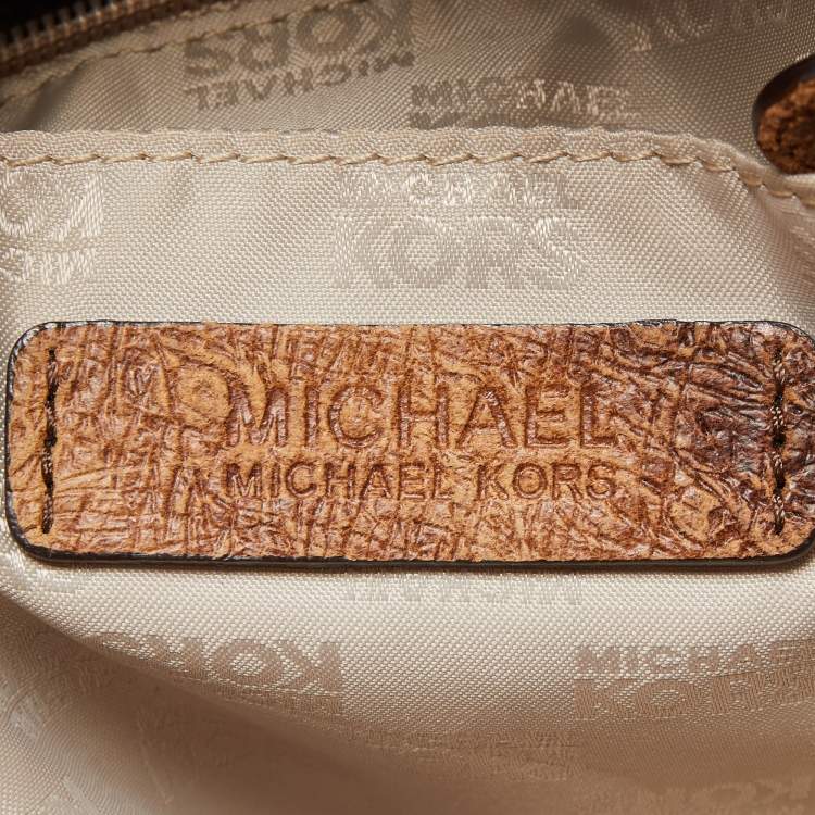 Pre Owned MICHAEL Michael Kors Brown Ostrich Embossed Leather Tote