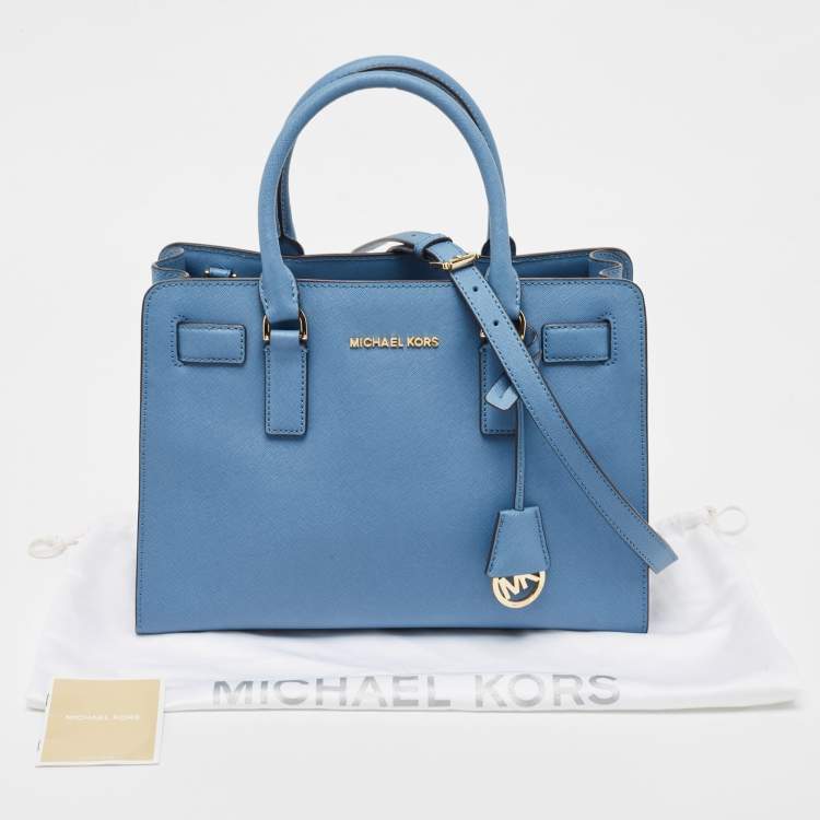 Pre Owned MICHAEL Michael Kors Blue Leather Medium East West Dillon Tote