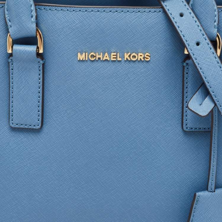 Pre Owned MICHAEL Michael Kors Blue Leather Medium East West Dillon Tote
