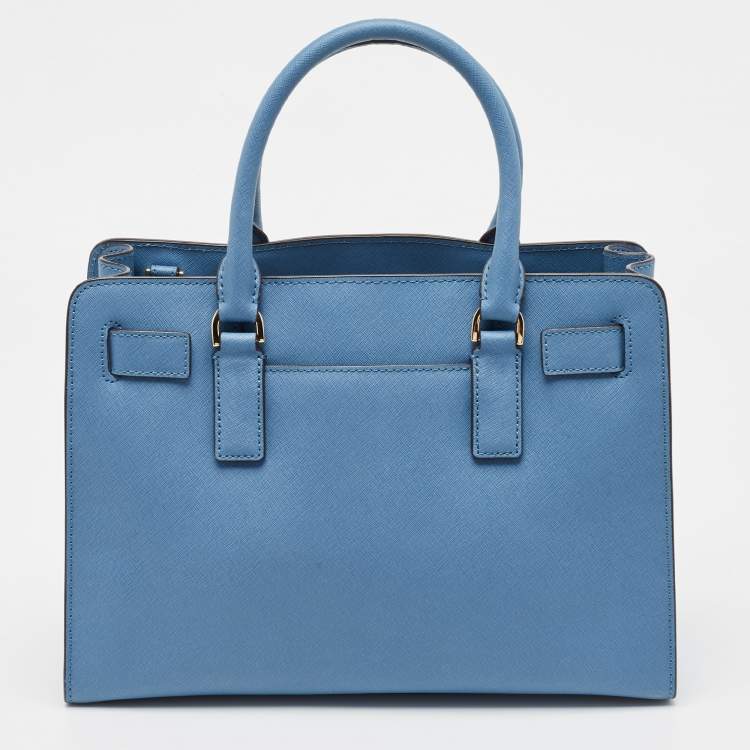 Pre Owned MICHAEL Michael Kors Blue Leather Medium East West Dillon Tote