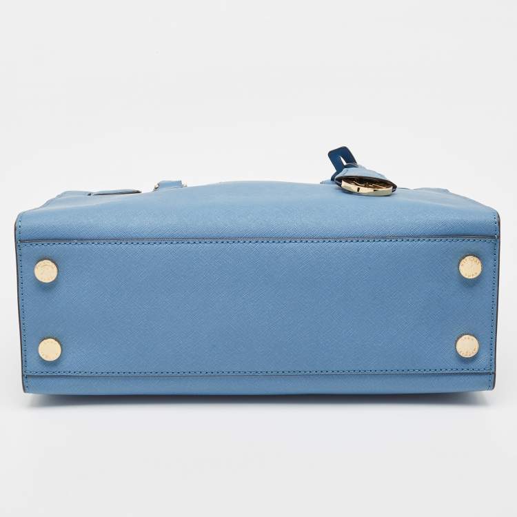 Pre Owned MICHAEL Michael Kors Blue Leather Medium East West Dillon Tote