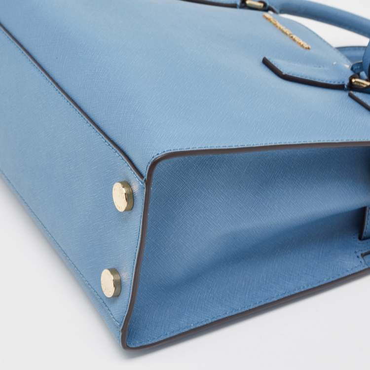 Pre Owned MICHAEL Michael Kors Blue Leather Medium East West Dillon Tote