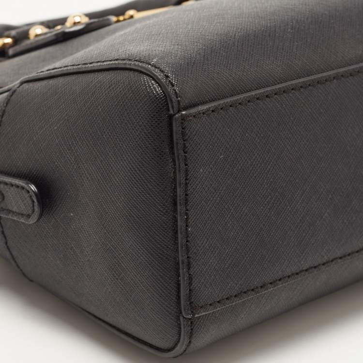 Pre Owned MICHAEL Michael Kors Black Leather Mini Cindy Satchel