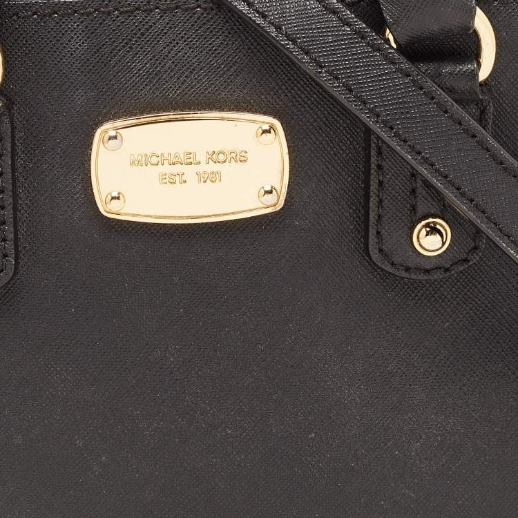 Pre Owned MICHAEL Michael Kors Black Leather Mini Cindy Satchel