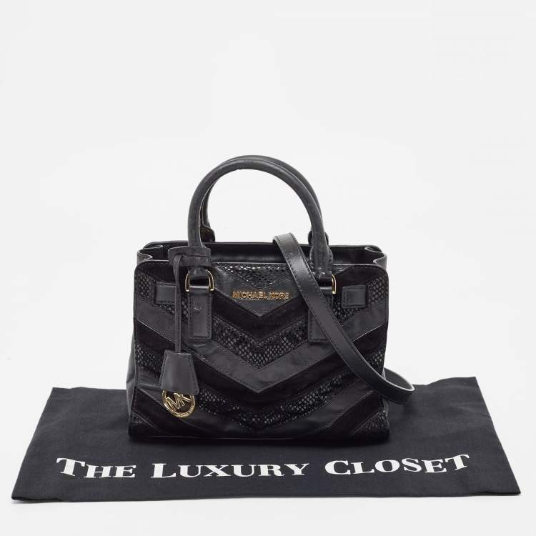 Pre Owned MICHAEL Michael Kors Black Leather And Suede East West Dillon Tote