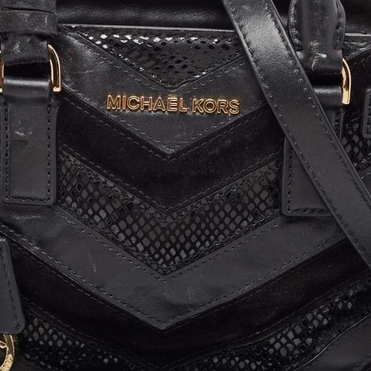 Pre Owned MICHAEL Michael Kors Black Leather And Suede East West Dillon Tote
