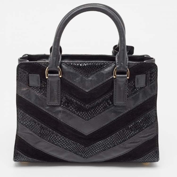 Pre Owned MICHAEL Michael Kors Black Leather And Suede East West Dillon Tote