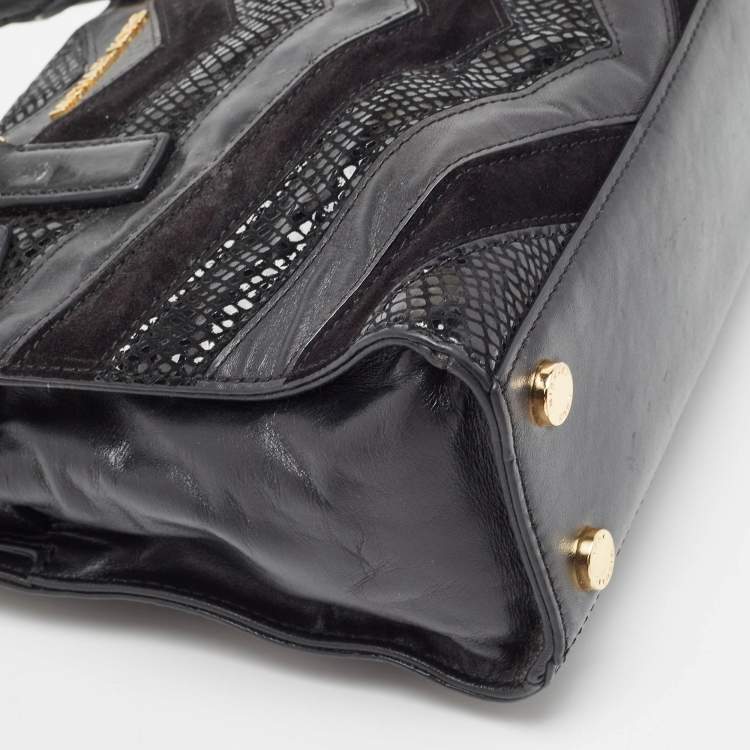 Pre Owned MICHAEL Michael Kors Black Leather And Suede East West Dillon Tote