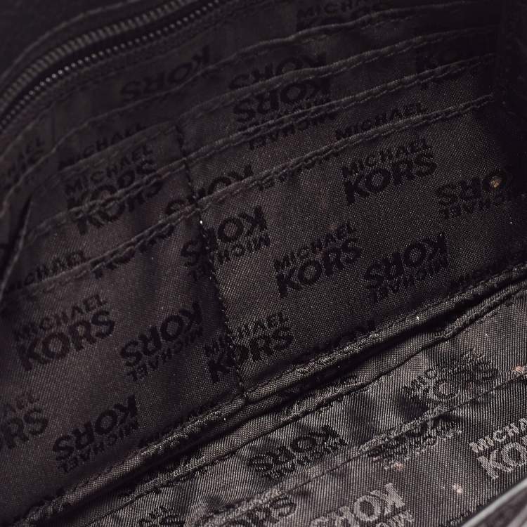 Pre Owned MICHAEL Michael Kors Black/Brown Leopard Calfhair and Leather Buckle Flap Shoulder Bag