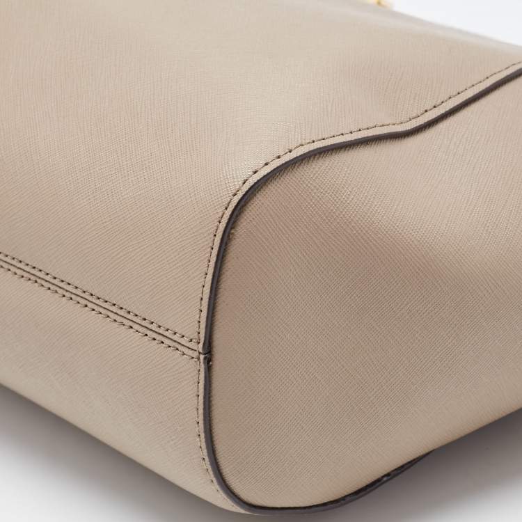 Pre Owned MICHAEL Michael Kors Beige Leather Jet Set Travel Chain Tote