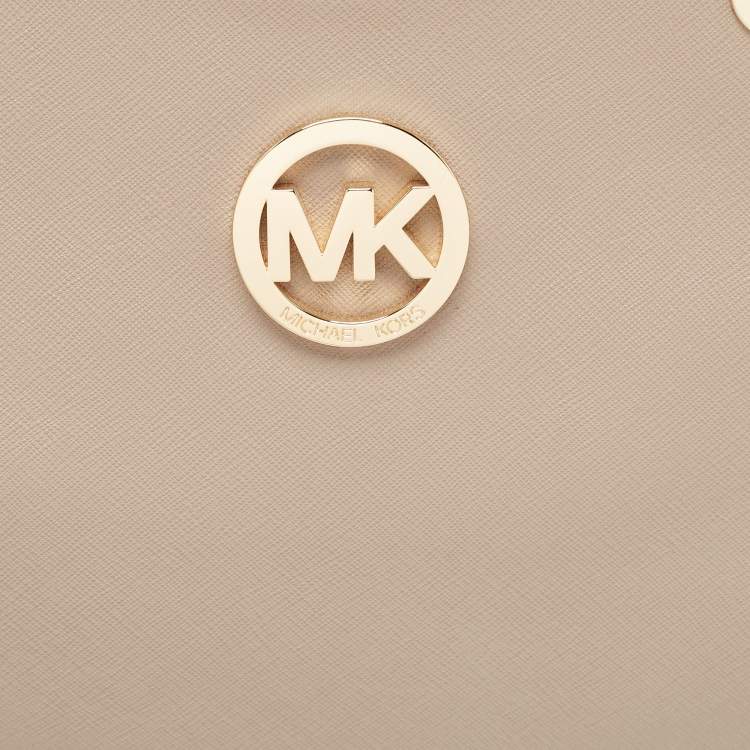 Pre Owned MICHAEL Michael Kors Beige Leather Jet Set Travel Chain Tote