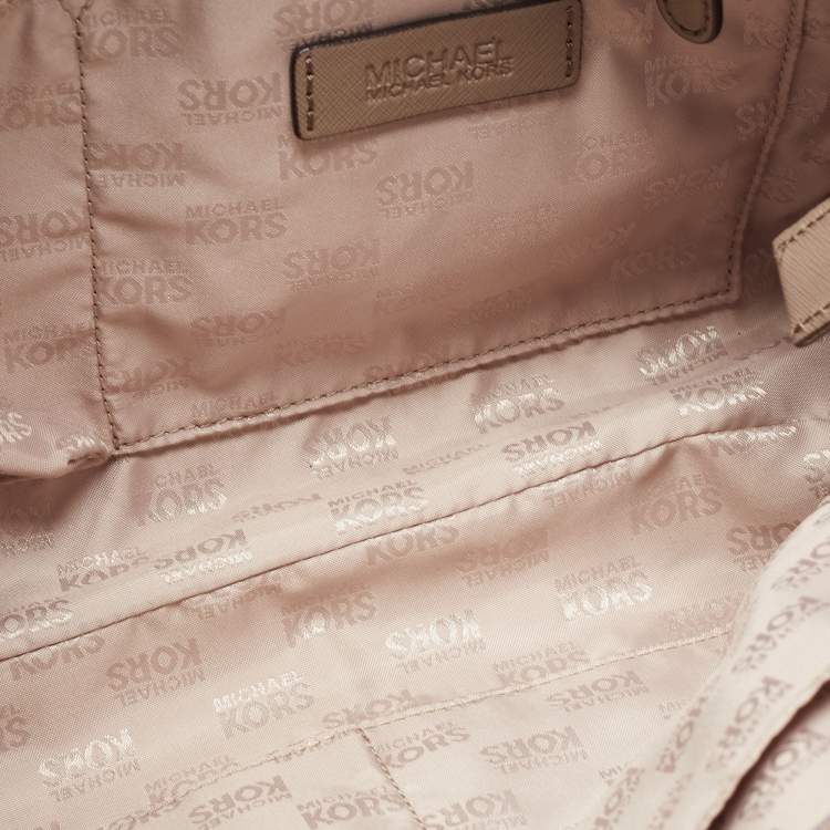 Pre Owned MICHAEL Michael Kors Beige Leather Jet Set Travel Chain Tote
