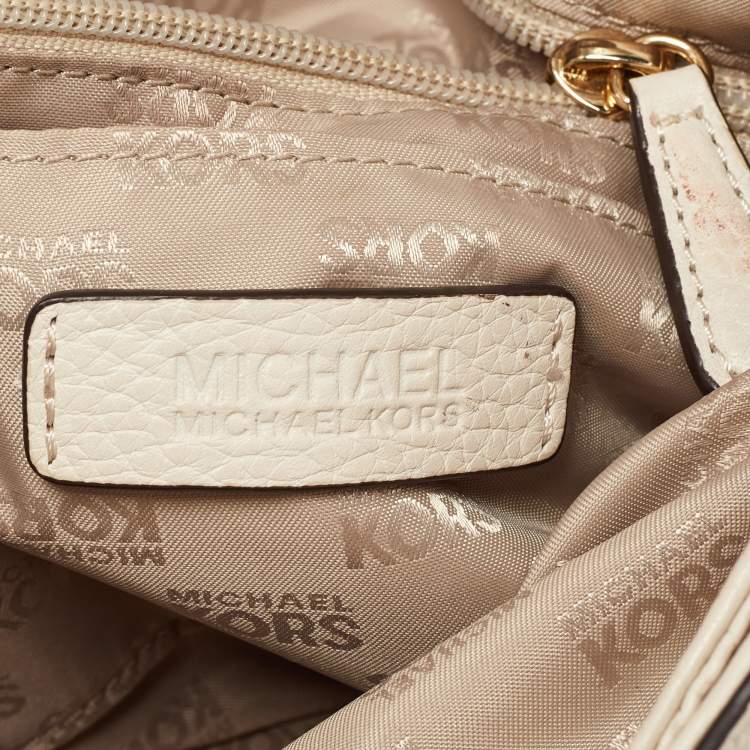 Pre Owned MICHAEL Michael Kors Off White Leather Bedford Crossbody Bag