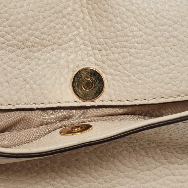 Pre Owned MICHAEL Michael Kors Off White Leather Bedford Crossbody Bag