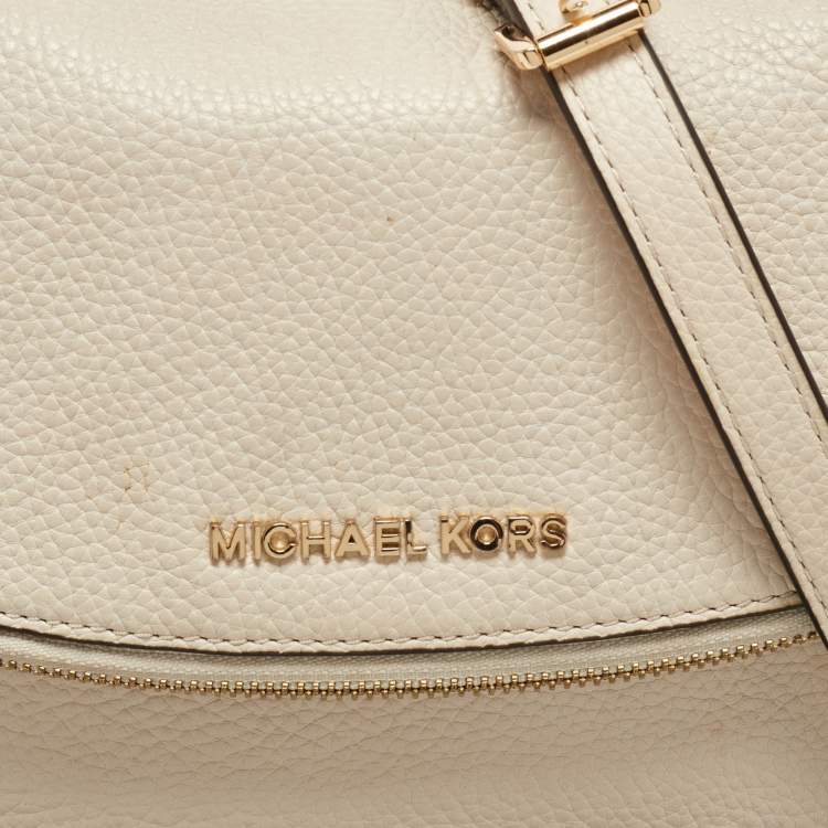 Pre Owned MICHAEL Michael Kors Off White Leather Bedford Crossbody Bag