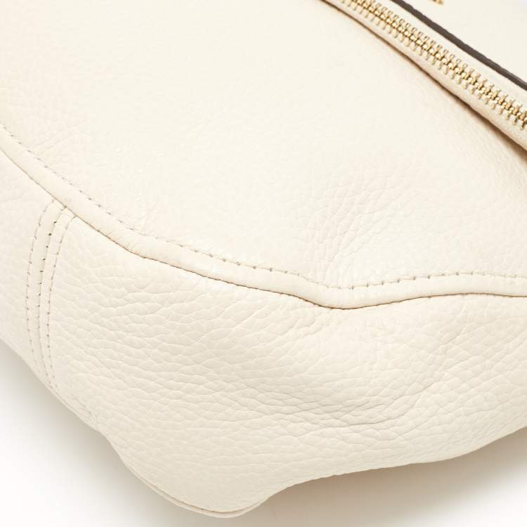 Pre Owned MICHAEL Michael Kors Off White Leather Bedford Crossbody Bag