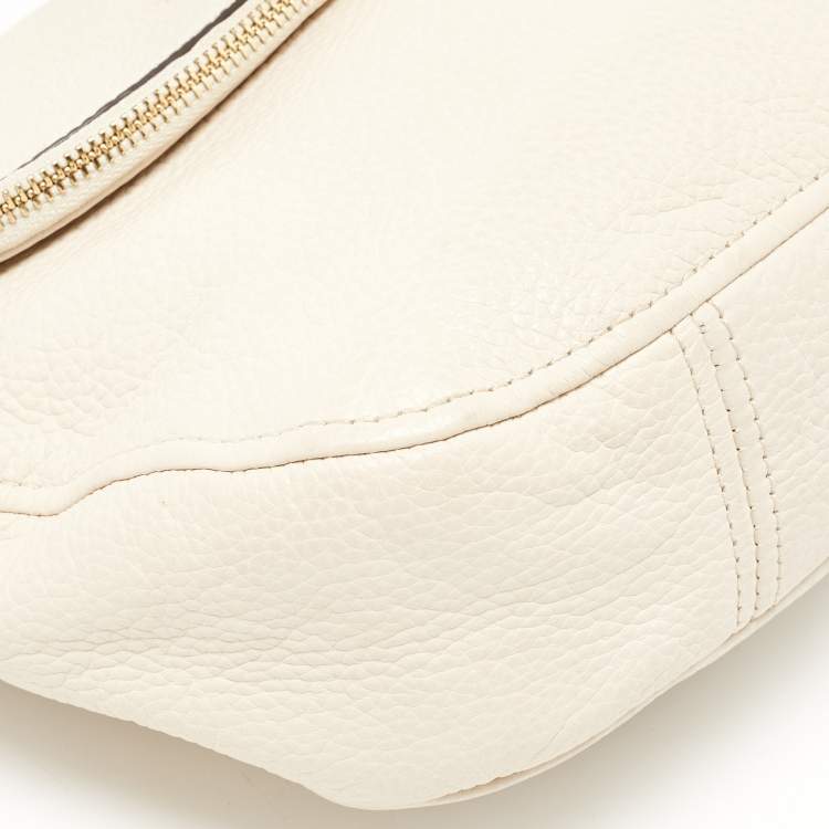 Pre Owned MICHAEL Michael Kors Off White Leather Bedford Crossbody Bag