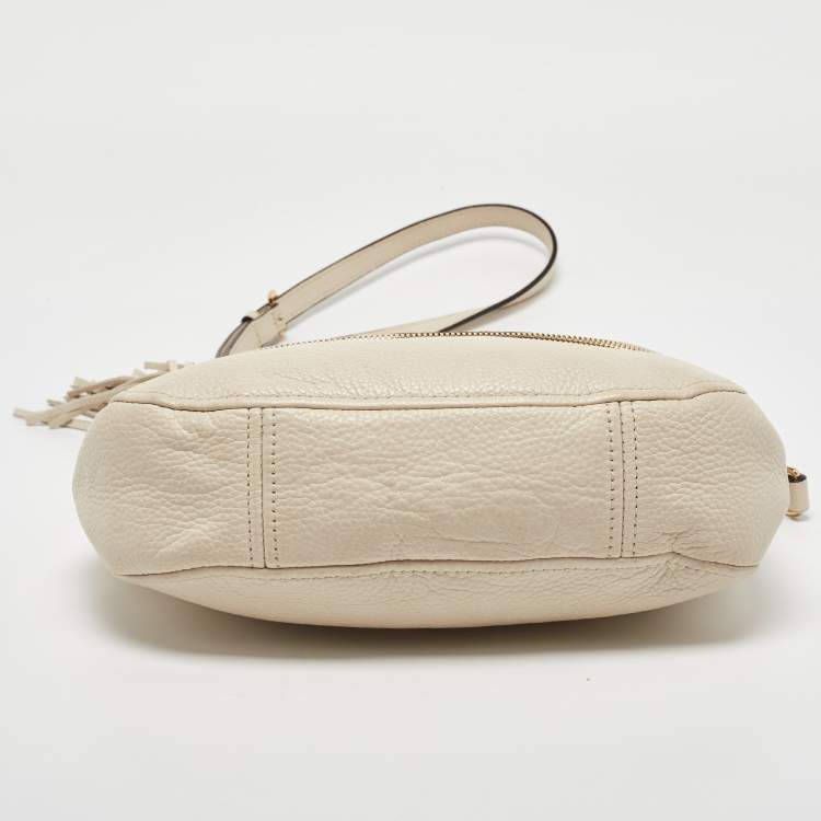 Pre Owned MICHAEL Michael Kors Off White Leather Bedford Crossbody Bag