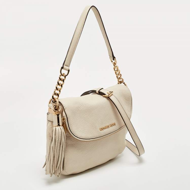 Pre Owned MICHAEL Michael Kors Off White Leather Bedford Crossbody Bag