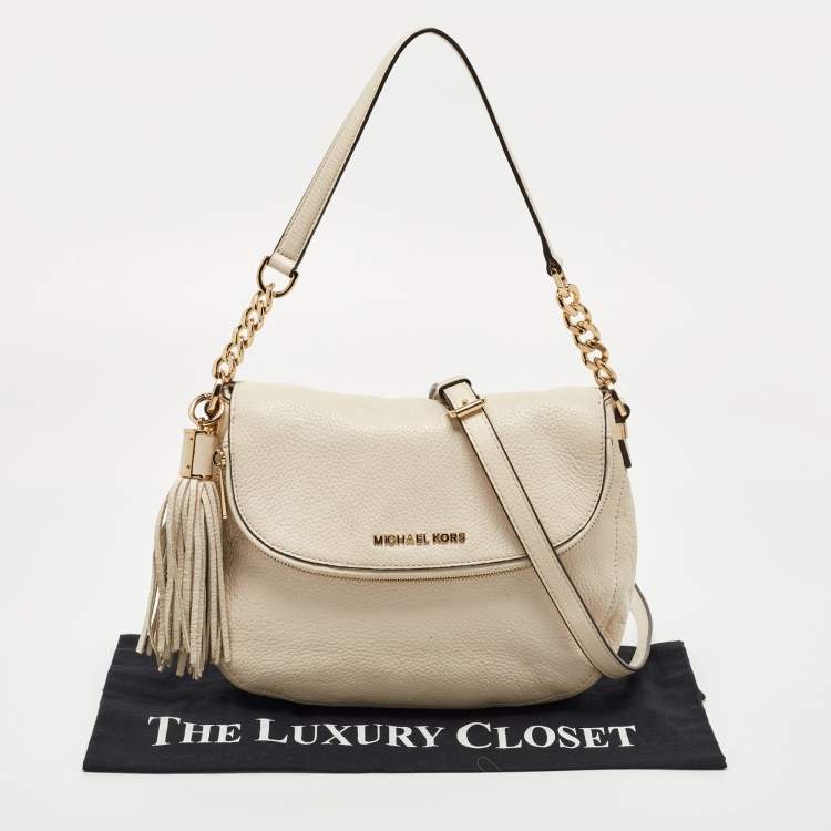Pre Owned MICHAEL Michael Kors Off White Leather Bedford Crossbody Bag
