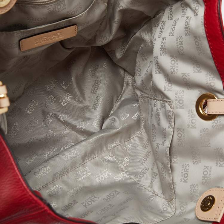 Pre Owned MICHAEL Michael Kors Red Leather Jet Set Tote