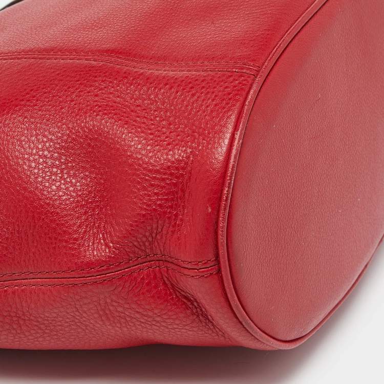 Pre Owned MICHAEL Michael Kors Red Leather Jet Set Tote