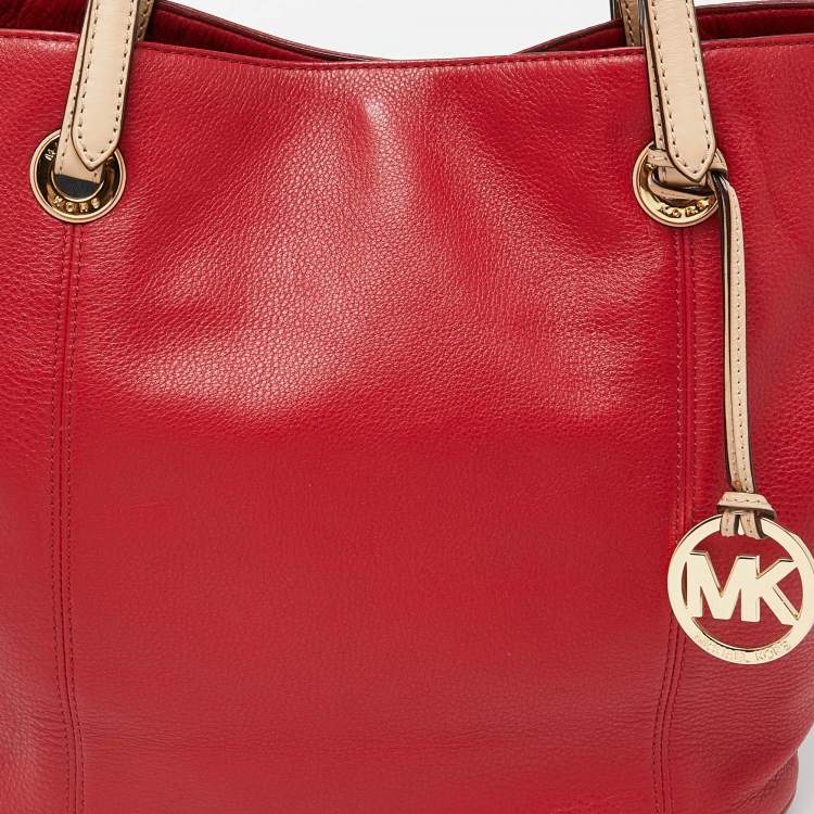 Pre Owned MICHAEL Michael Kors Red Leather Jet Set Tote