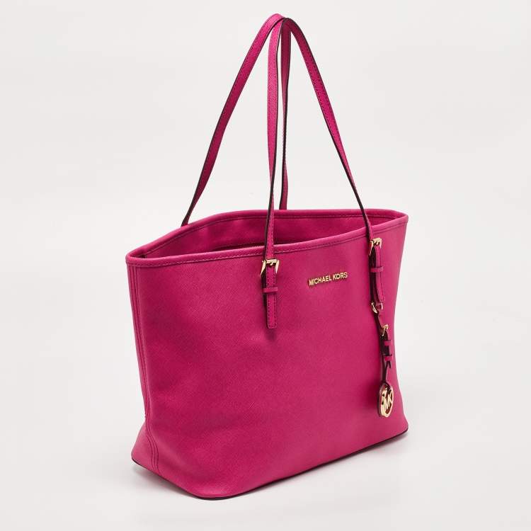 مملوكة مسبقًا MICHAEL Michael Kors Pink Leather Medium Jet Set Travel Tote