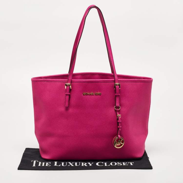 مملوكة مسبقًا MICHAEL Michael Kors Pink Leather Medium Jet Set Travel Tote