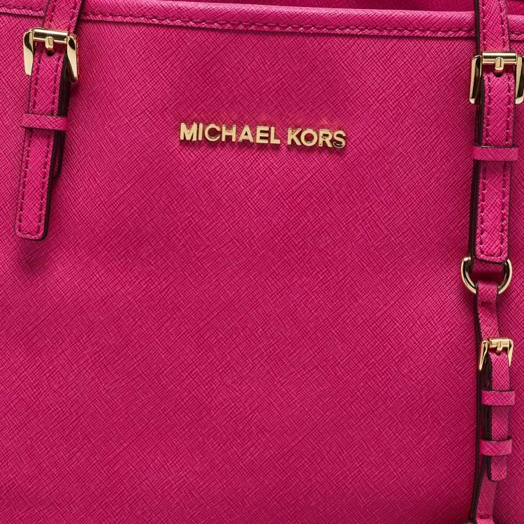 مملوكة مسبقًا MICHAEL Michael Kors Pink Leather Medium Jet Set Travel Tote