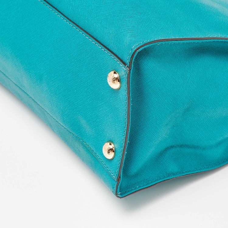 Pre Owned MICHAEL Michael Kors Green Leather Large Hamilton North South Tote
